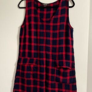 Red and Blue Plaid Sleeveless Dress